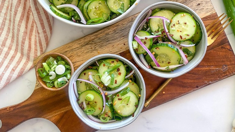 individual servings of cucumber salad