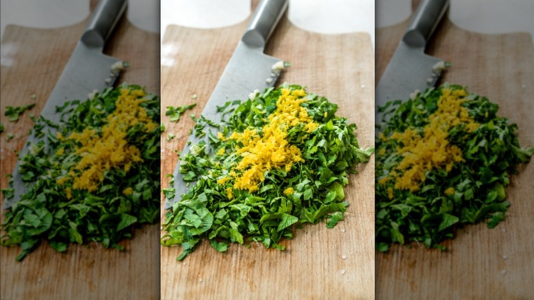 Gremolata on a cutting board