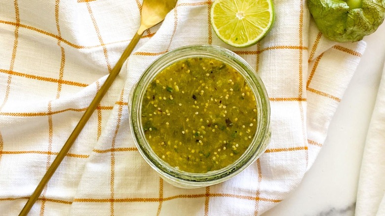 Tomatillo Salsa Verde in bowl