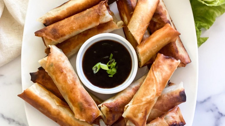 vegetable lumpia served with dipping sauce