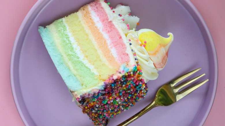 rainbow cake on a plate 