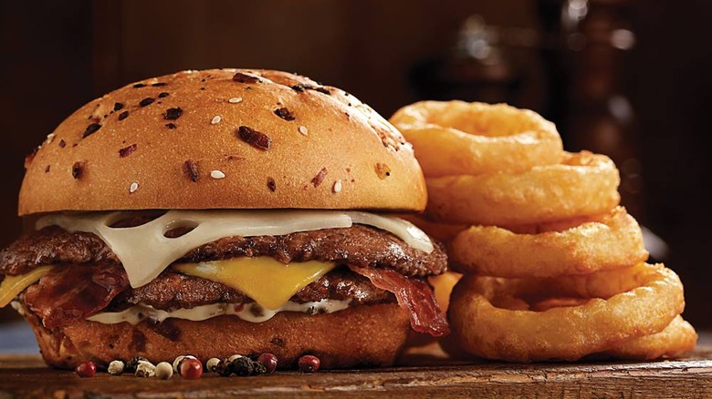 Culver's pepper grinder burger with onion rings