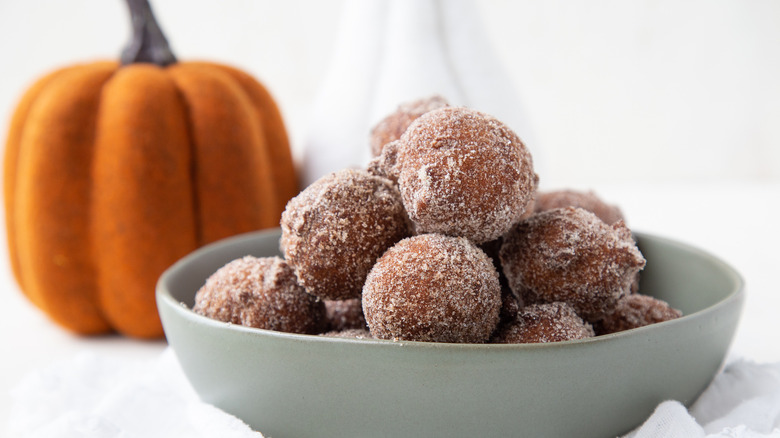 fried pumpkin donut holes bowl