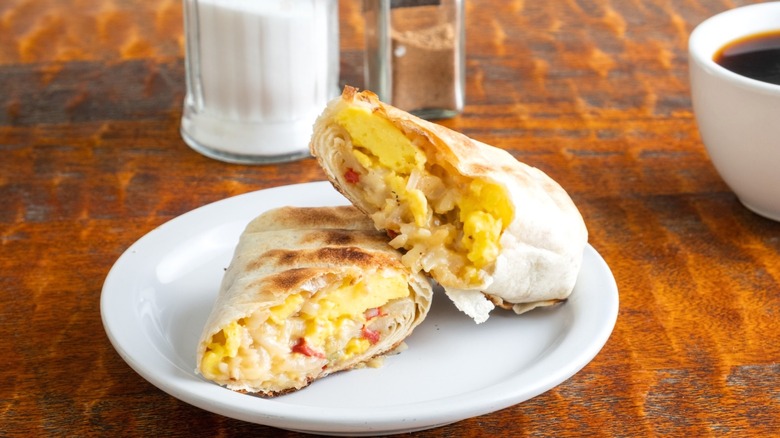 Breakfast burrito on a plate