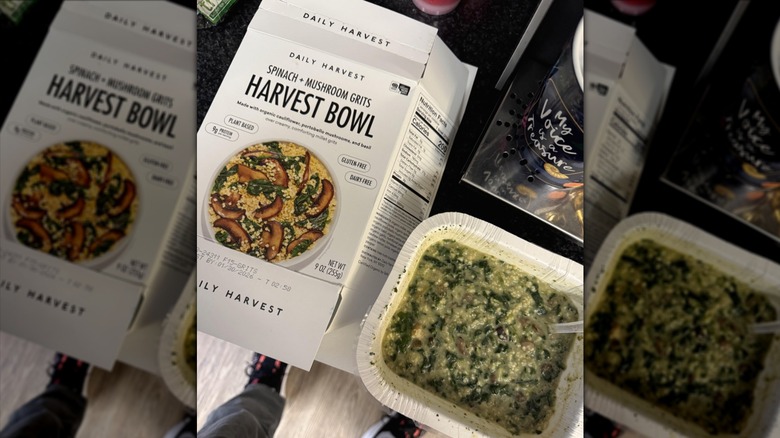 Daily Harvest Harvest Bowl frozen meal package and heated container