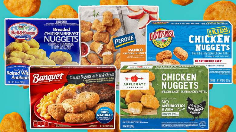 assorted frozen chicken nugget boxes