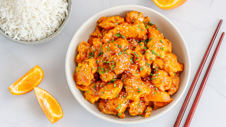 Glazed Orange Chicken In a Bowl