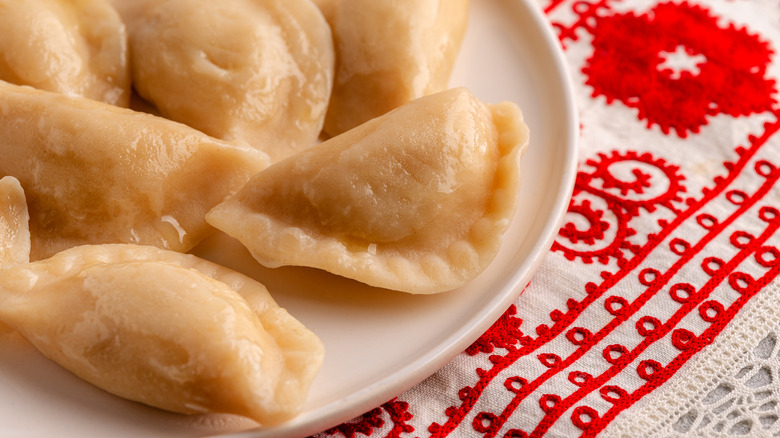 pierogi on floral table cloth