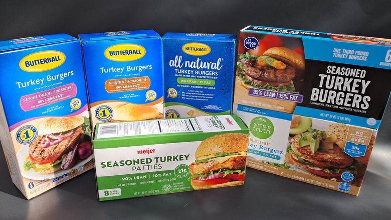 Boxes of turkey burgers
