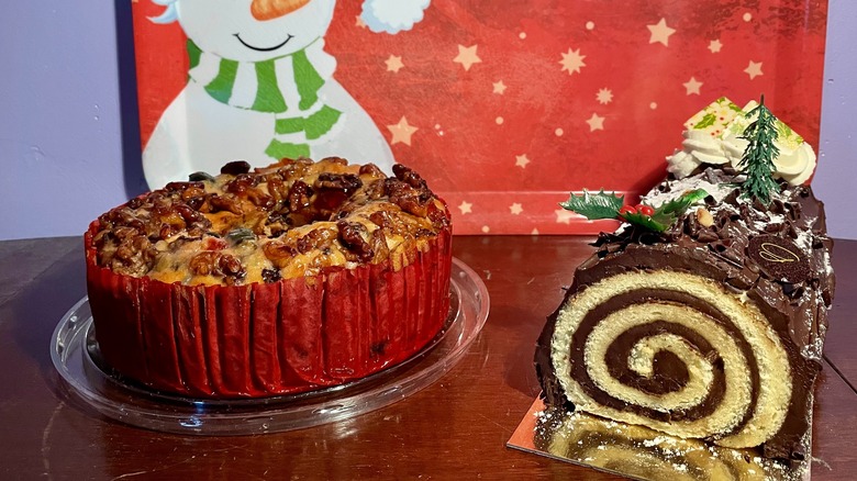 Yule log and fruitcake