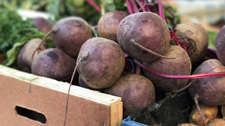 crate of fresh beets