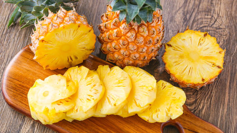 Cut pineapple on a table