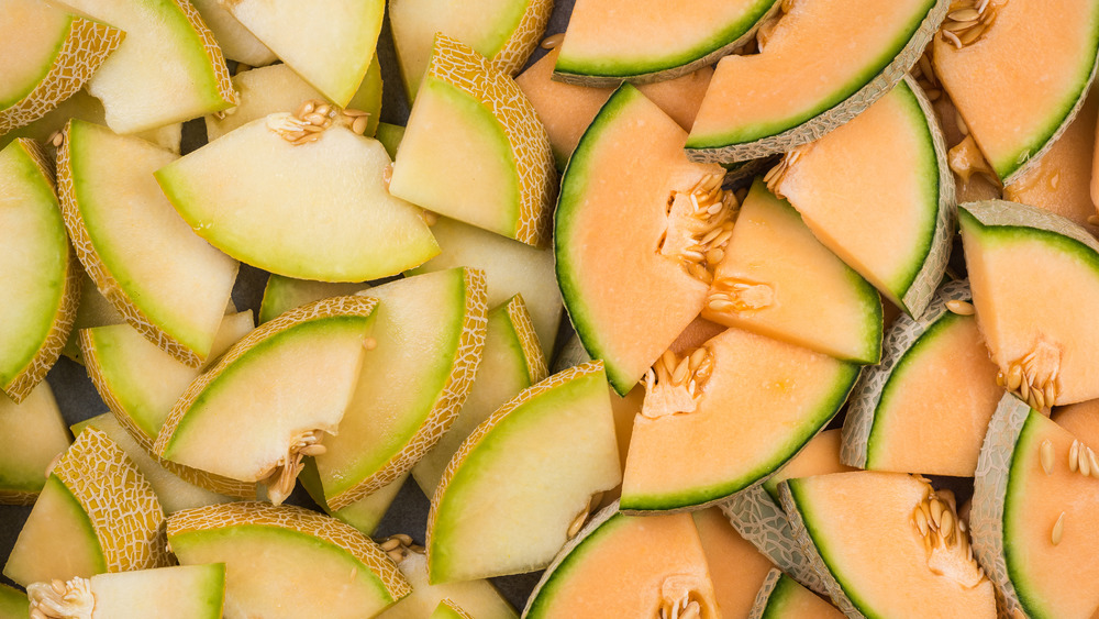 melons and cantaloupe cut up 