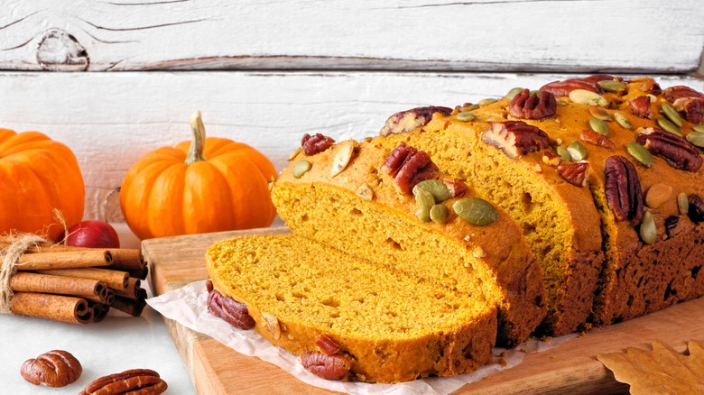 Sliced pumpkin bread