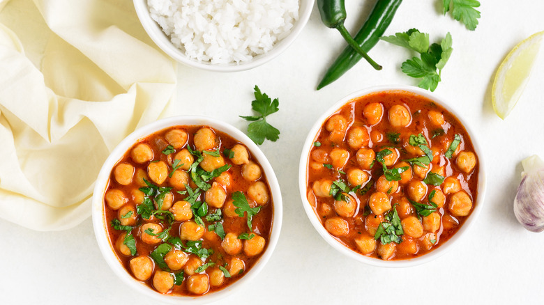 Healthy roasted chickpea dish in bowls