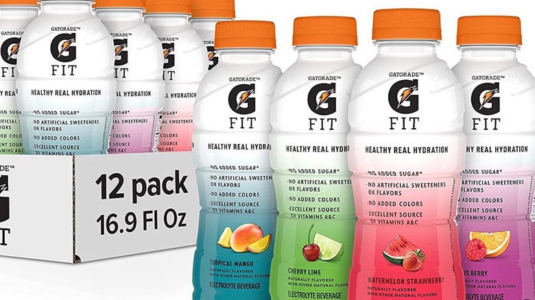 Bottles and package of Gatorade Fit