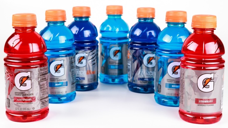 blue and red Gatorade bottles