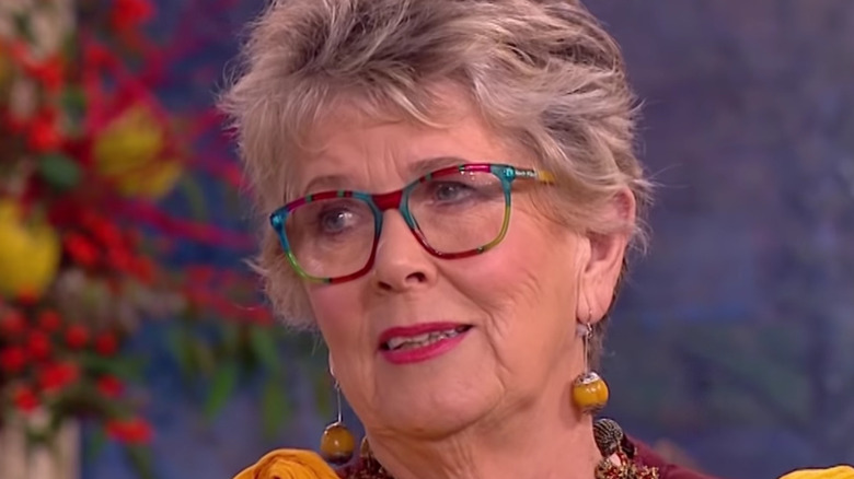 Prue Leith multicolured glasses frames