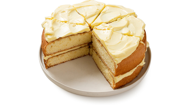 sliced Victoria sponge cake