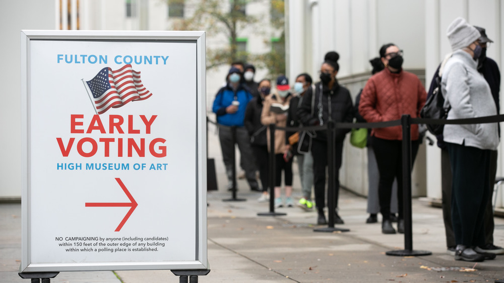 Voters waiting in line