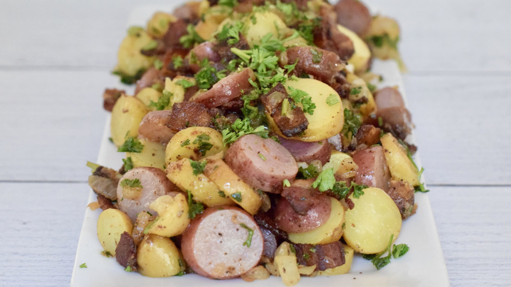 German potato salad recipe on display