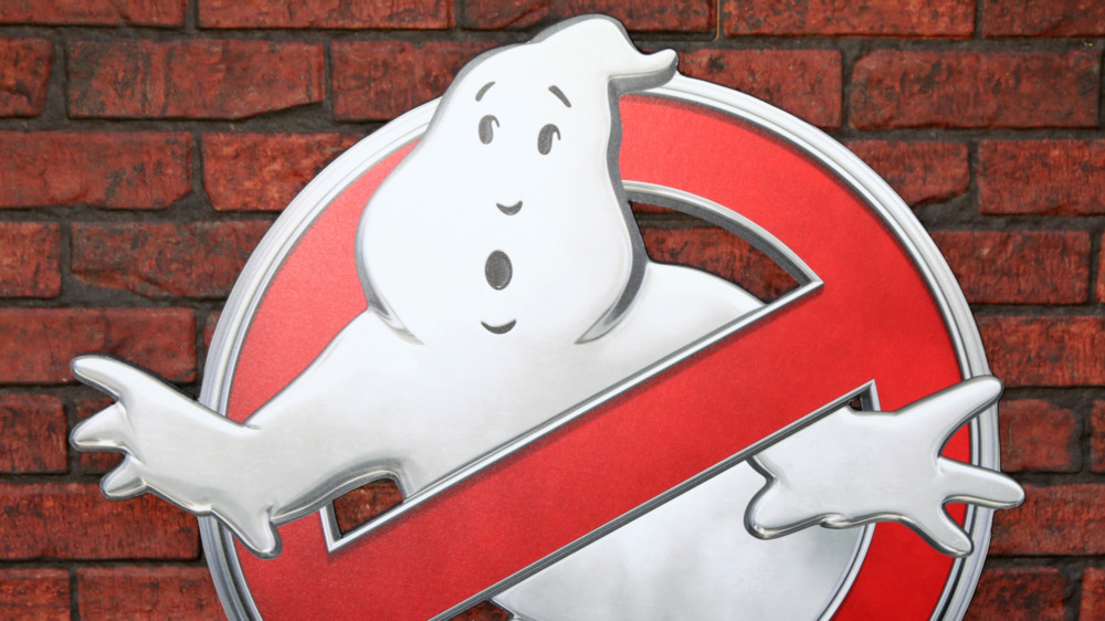 Ghostbusters logo on a brick wall