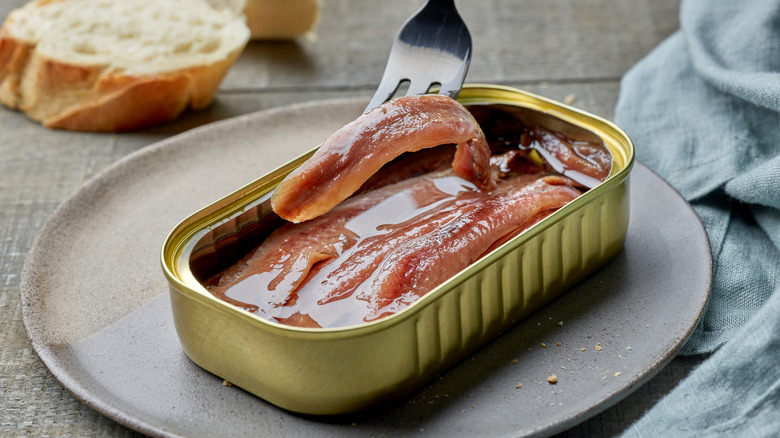 Anchovy fillets in a tin