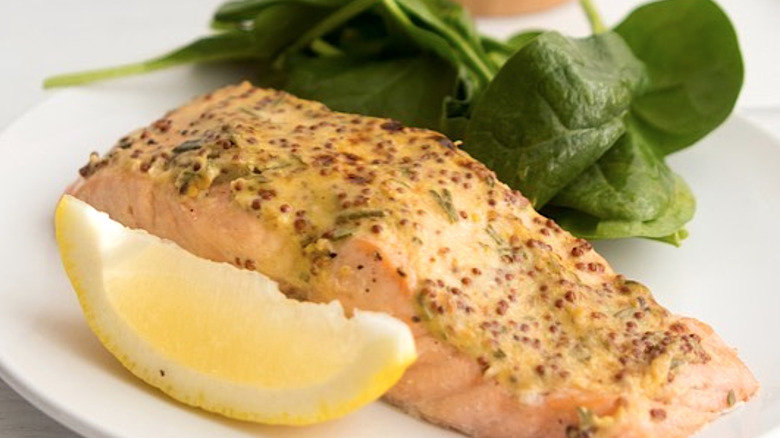 fish on plate with lemon