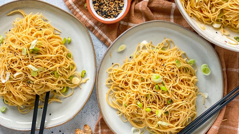 ginger sesame noodles served