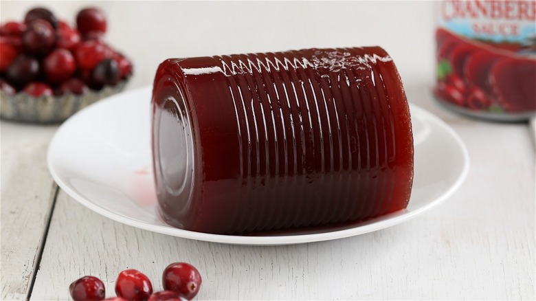 Canned tube of cranberry sauce