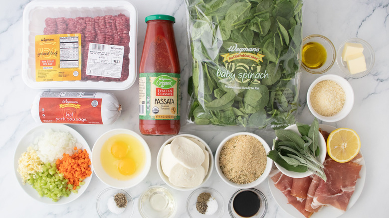 Ingredients for saltimbocca-inspired stuffed meatloaf