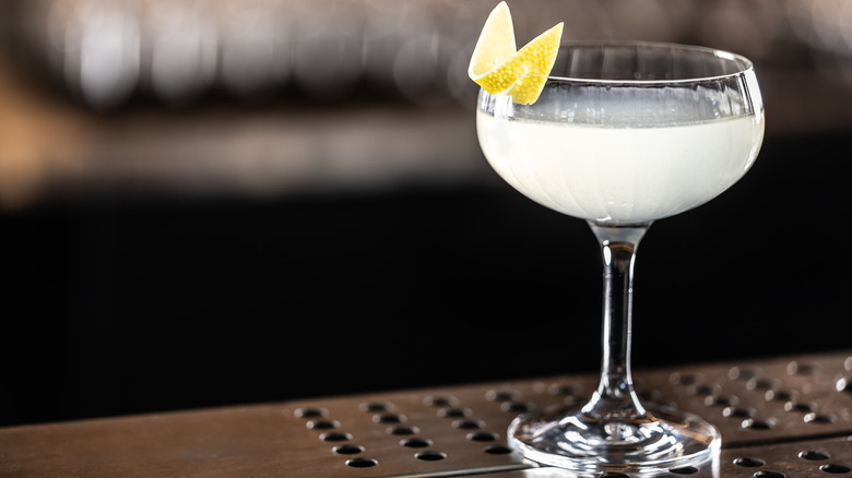 French 75 cocktail at bar