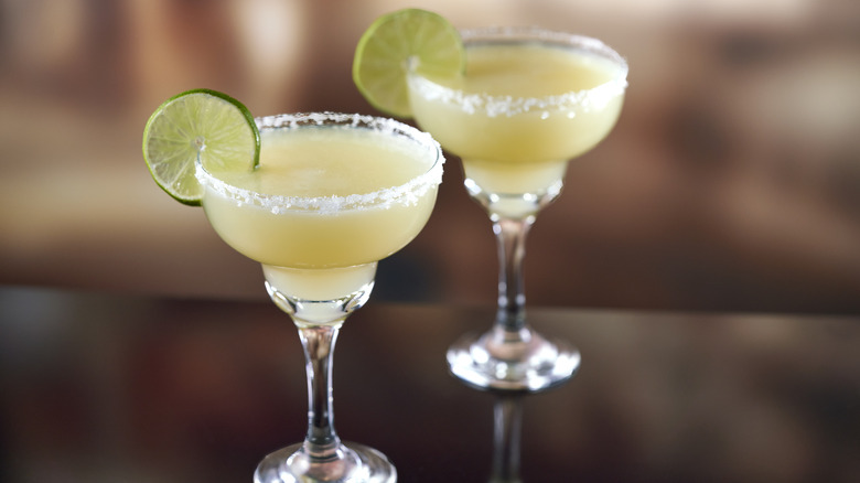 Classic margaritas with salted rims