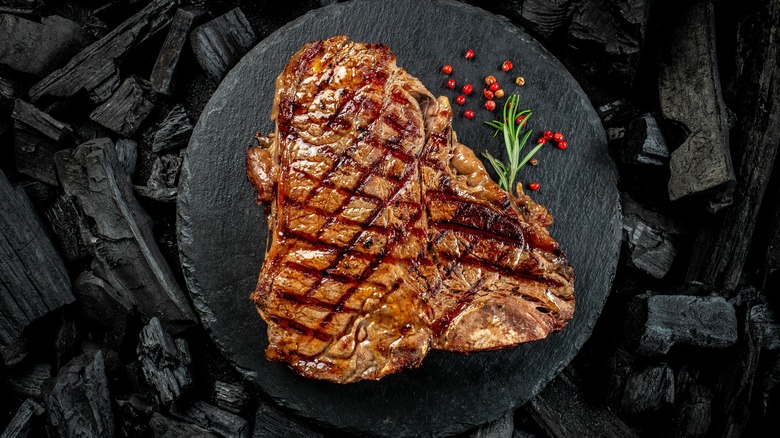 grilled steak and herbs