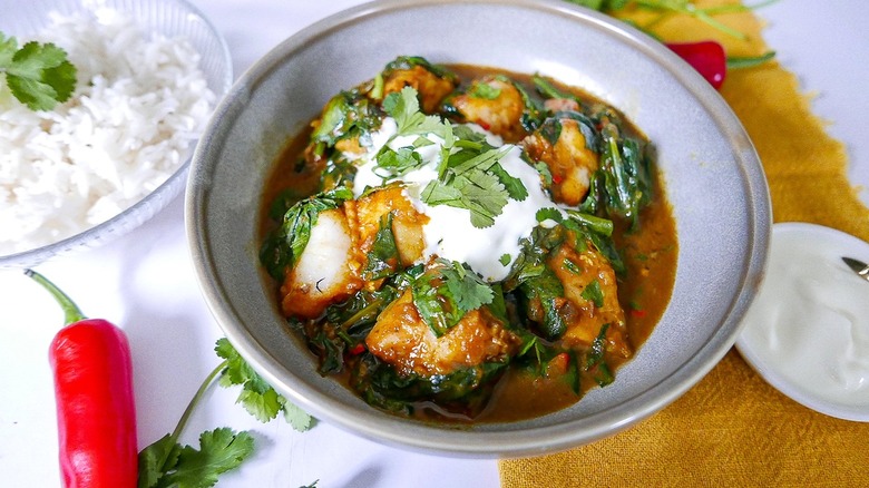 Goan fish curry in bowl