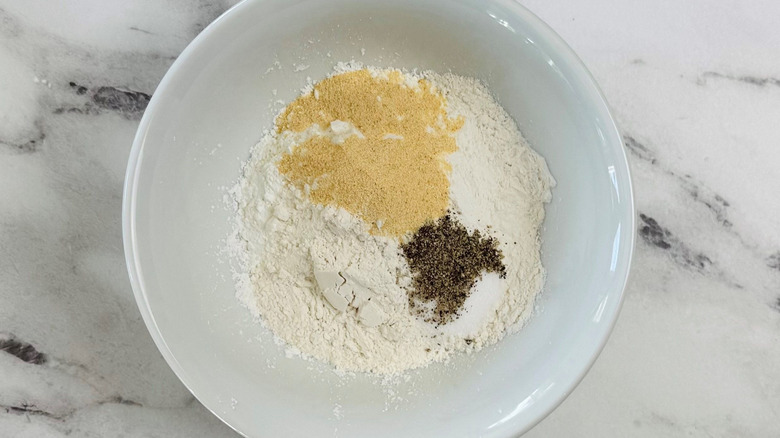 Flour and seasonings in bowl