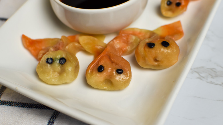 goldfish dumplings on plate 