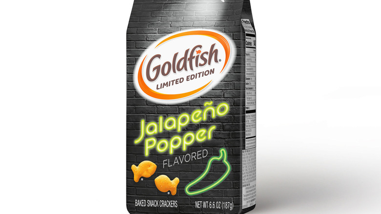 A bag of limited-edition Jalapeno Popper Goldfish