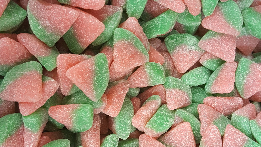 Close up of watermelon gummy candies