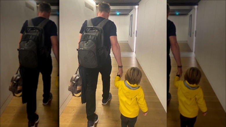 Gordon Ramsay holding hands with son Oscar
