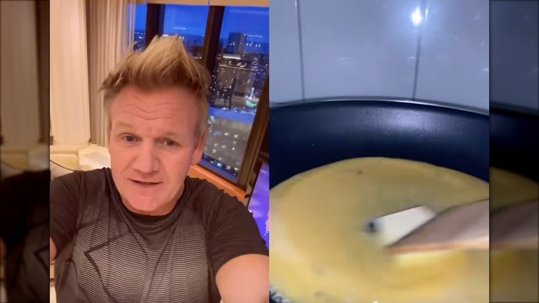 Screenshot of Gordon Ramsay doing a side-by-side video reaction on TikTok
