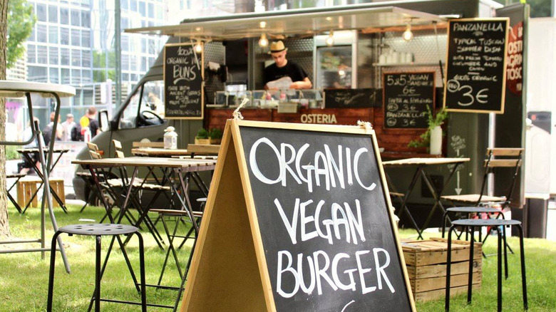 vegan burger sign food truck festival 
