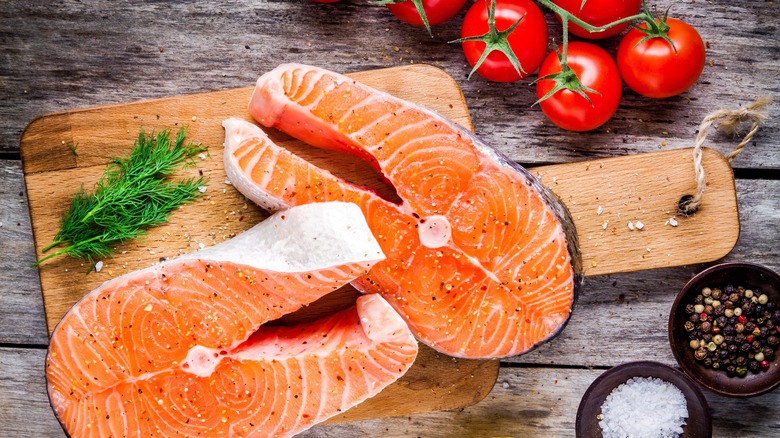 raw salmon filets