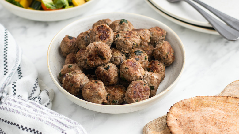 greek meatballs in a dish 