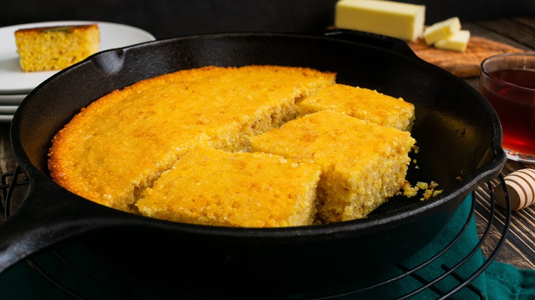 cornbread in cast iron pan