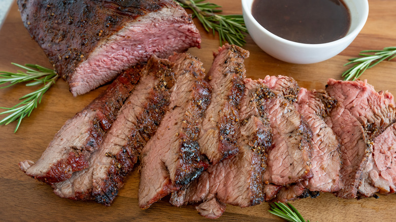 meat sliced on cutting board