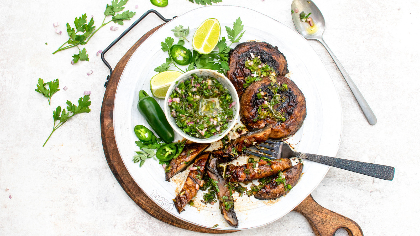 Grilled Portobello Mushrooms With Jalapeño Chimichurri Recipe