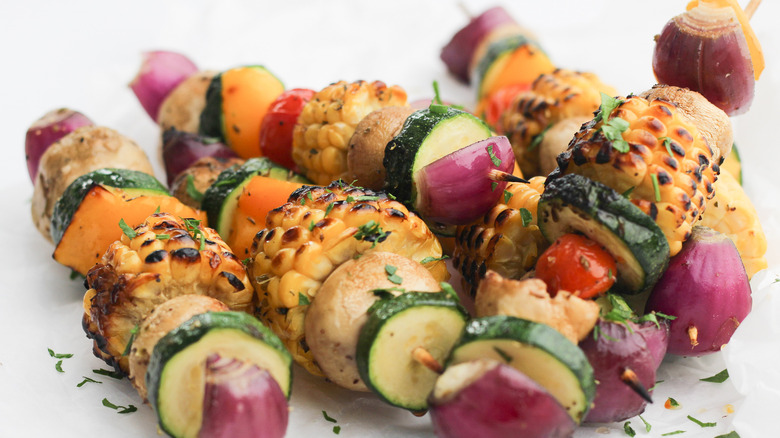 veggie kabobs on skewer 