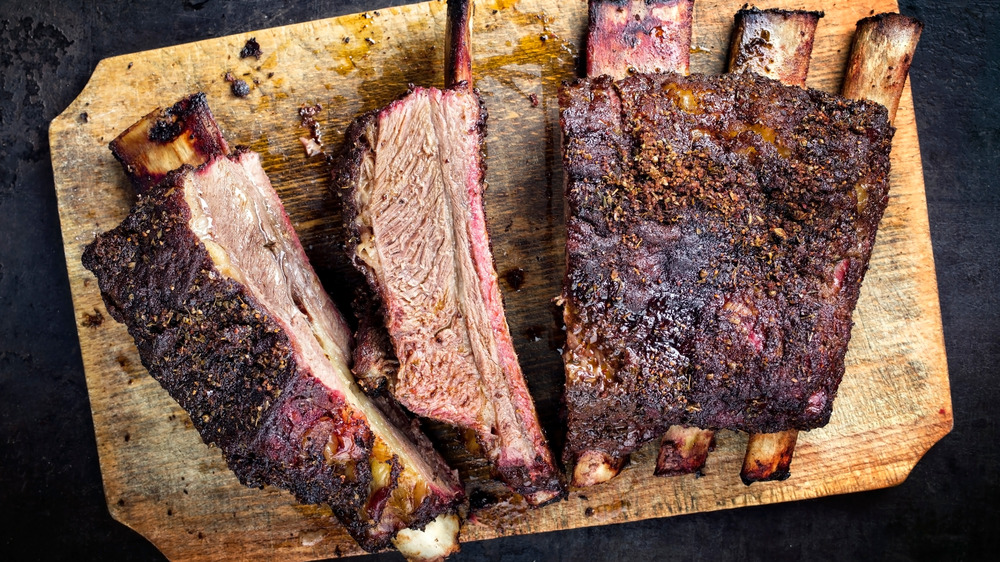 Ribs on a wooden cutting board