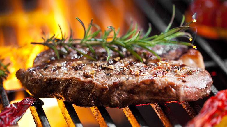 Beef steak on the grill